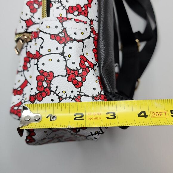 Hello Kitty Face PU Mini Backpack Purse Bag | Adjustable Straps Zipper White Red - Picture 11 of 11